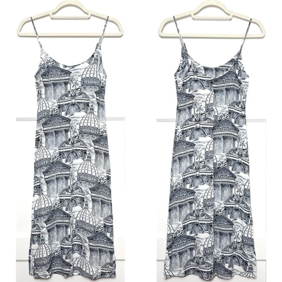 REFORMATION Italian Architecture Print Sleeveless Scoop Neck Midi Slip Dress 0 - Picture 3 of 6